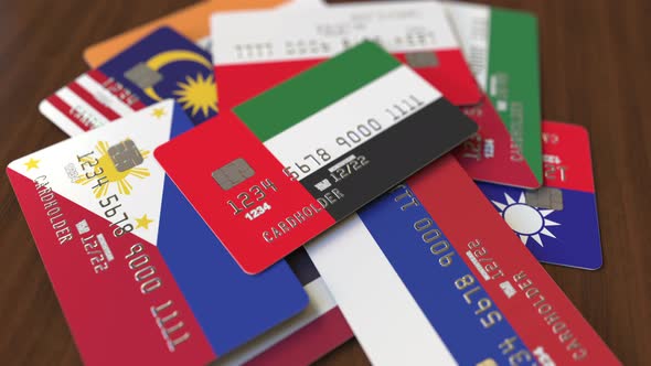 Emphasized Bank Card with Flag of the UAE