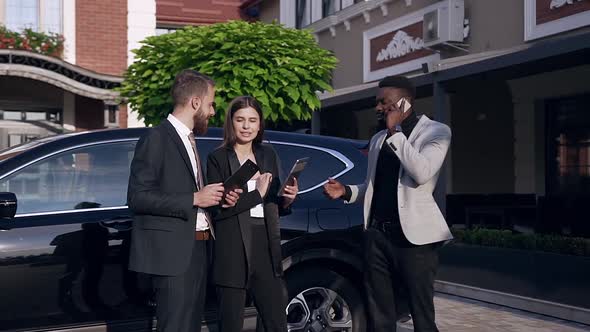 Attractive Young Mixed Races Business People Standing