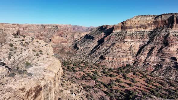 Flying through desert canyon in the Little Grand Canyon in Utah