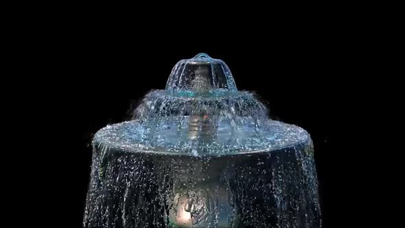 Animation Fountain Water Simulation On Black Background alt