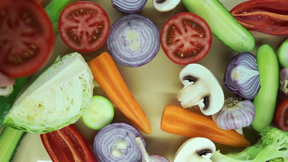Top View Set of Sliced Vegetables