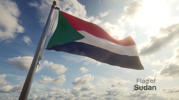 Sudan Flag on a Flagpole