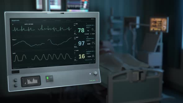 Hi-tech equipment is monitoring the patients heartbeat at the modern clinic alt