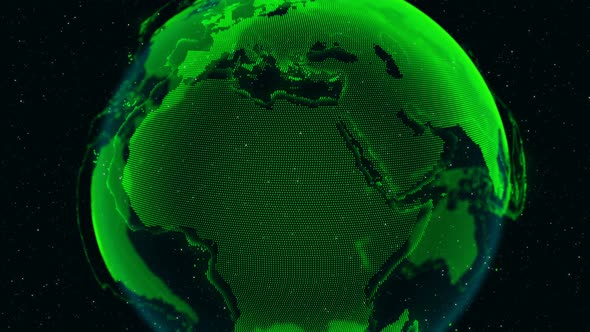 3D Digital Earth Shows Concept of Global Network