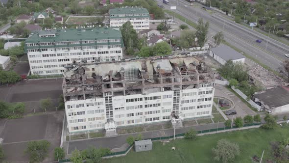 Ukraine  Building Destroyed By the War in Stoyanka Bucha District