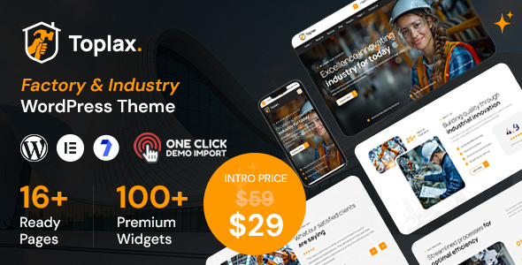 Toplax – Factory & Industry WordPress Theme – 0 Sold!