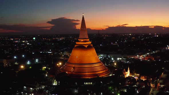 Aerial View of Phra Pathom Chedi Biggest Stupa in Nakhon Pathom Thailand