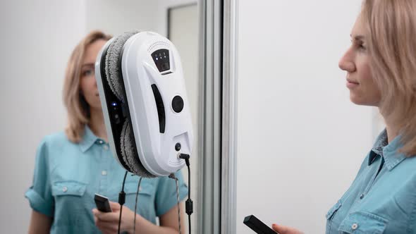 Cleaning Robot at Work at Home