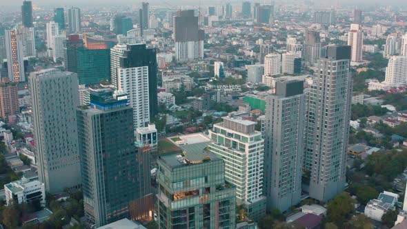 Bangkok Aerial View, Above Sukhumvit and Thonglor District in Thailand