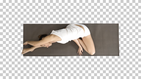 Beautiful Young Woman Wearing White Clothing Doing Yoga Exercise