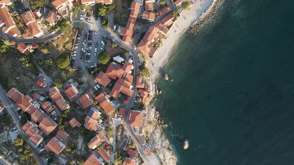 Aerial view of Pomonte, Elba Island, Tuscany, Italy.