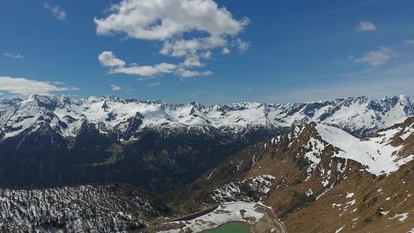 Aerial View on Ritom Lake Between Mountains