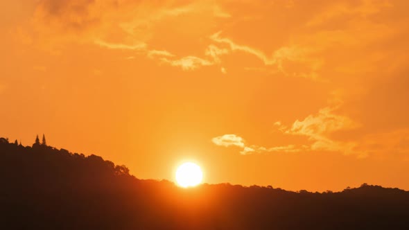 Beautiful Clear Big Sun at Sunrise or Sunset, cloud and sky nature landscape scence.