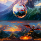 8K HDR Epic Dragon Mountain Sunset Background - 3DOcean Item for Sale
