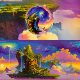 8K HDR Surreal Floating Islands Sky Background - 3DOcean Item for Sale