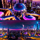 8K HDR Futuristic Metropolis with Neon Drones Background - 3DOcean Item for Sale