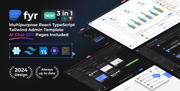 Fyr | Admin React Tailwind Template (Create React App, Vite or NextJs App) [React TS]