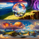 8K HDR Alien Landscape with Gas Giants Background - 3DOcean Item for Sale