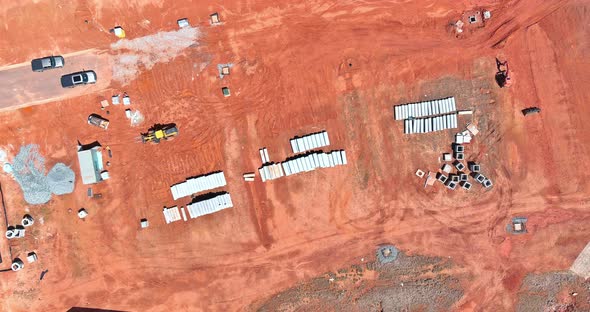 Construction Site Aerial Views of Concrete Drainage Pipe and Manhole