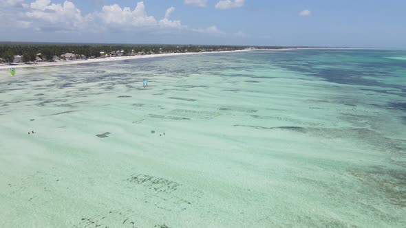 View From a Height of the Indian Ocean Near the Coast of Zanzibar Tanzania