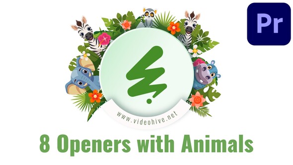 8 Opener MOGRTs with Animals of the Savannah and Tropics for Premiere Pro