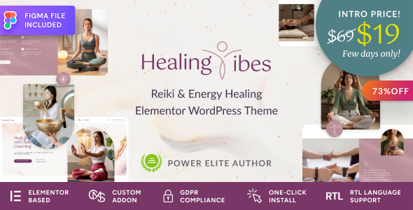 Healing Vibes – Reiki Healing & Meditation Coaching WordPress Theme – 0 Sold!