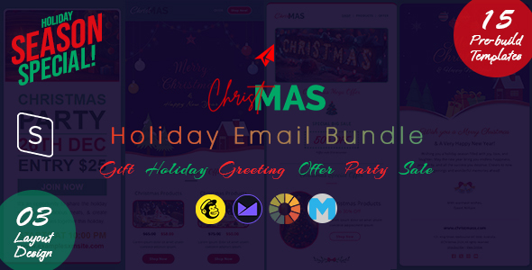 ChristMAS - Responsive Email Templates for Christmas and New Year + StampReady Builder