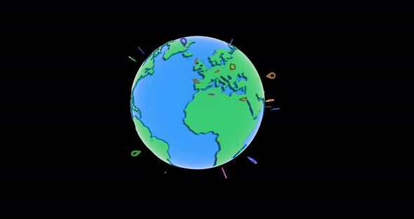 Earth Rotating Around Axis Looped