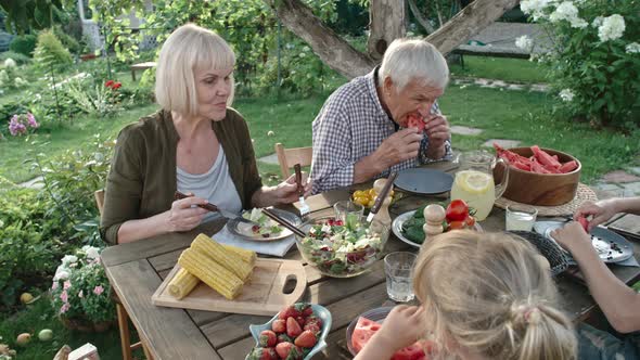 Vegetarian Family Enjoying Healthy Breakfast