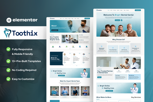 Toothix – Dentist & Dental Care Elementor Template Kit