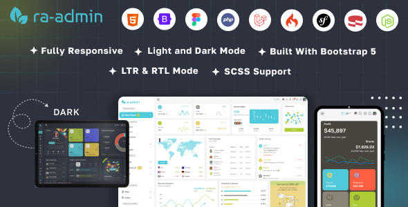 Ra-admin Node, PHP, Laravel 11, codeigniter, symfony, cake PHP & Figma Admin Dashboard Template