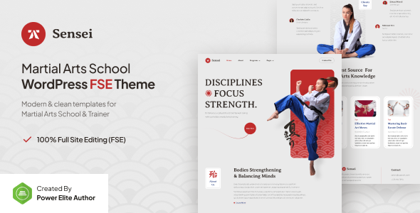 Sensei - Martial Arts Club & Trainer FSE WordPress Theme