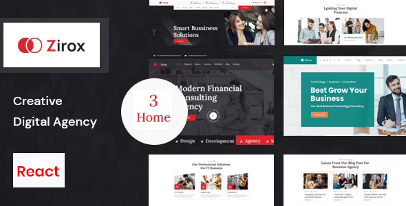 Zirox – React JS Creative Digital Agency Template – 0 Sold!