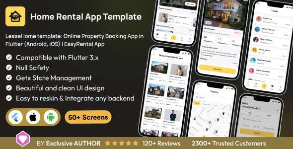 LeaseHome template: Online Property Booking App in Flutter (Android, iOS) | EasyRental App
