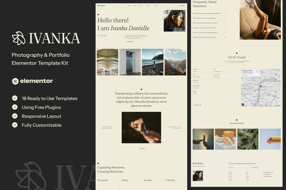 Ivanka – Photography & Portfolio Elementor Template Kit – 0 Sold!