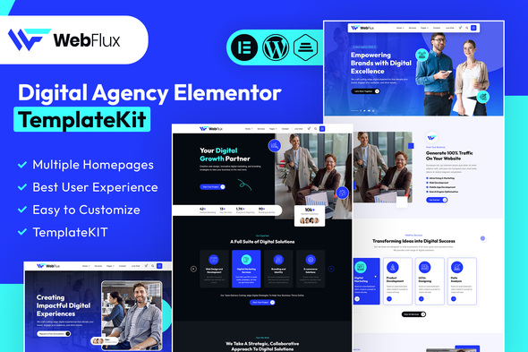 WebFlux – Digital Agency Elementor Template Kit – 0 Sold!