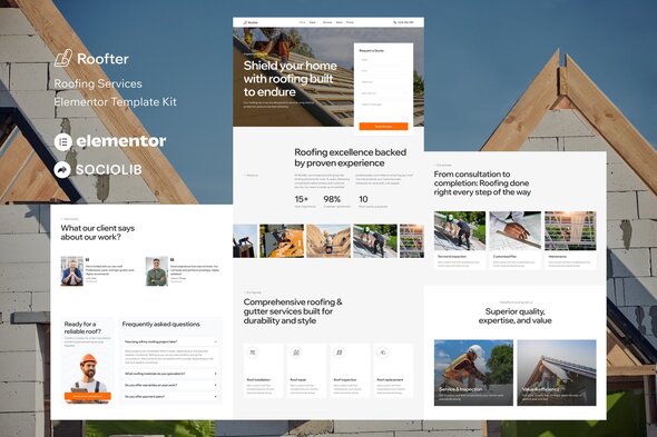 Roofter - Roofing Services Elementor Template Kit