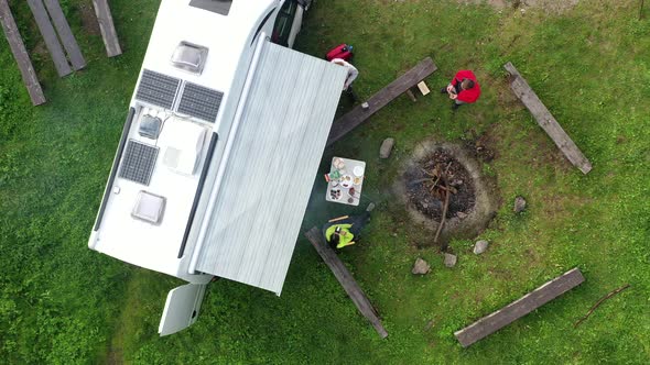 Friends Hanging Together on a Camping Aerial Vista