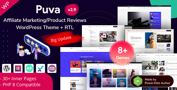 Puva - Online Blogging & Affiliate Product Reviews Elementor WordPress Theme