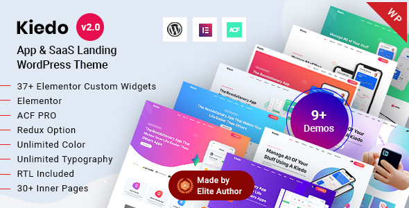 Kiedo - App & SaaS Software Landing Elementor WordPress Theme