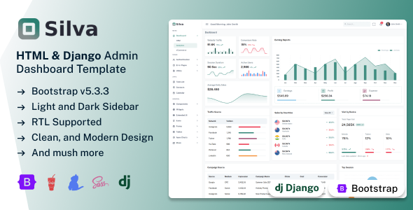 Silva – Django & HTML Admin Dashboard Template – 0 Sold!