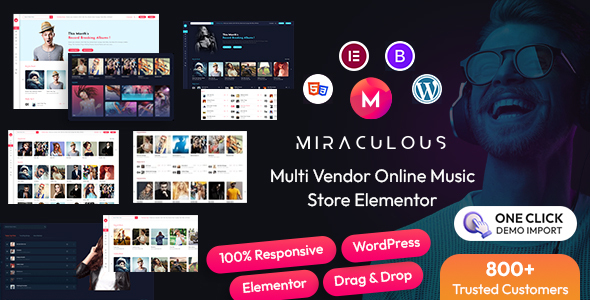 Miraculous - Multi Vendor Online Music Store  Elementor WordPress Theme