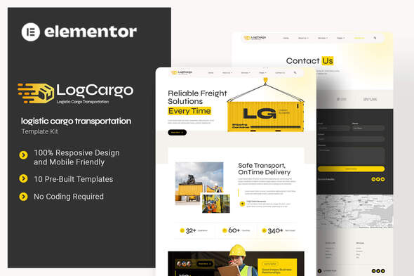 LogCargo - Logistic Cargo Transportation Elementor Template Kit