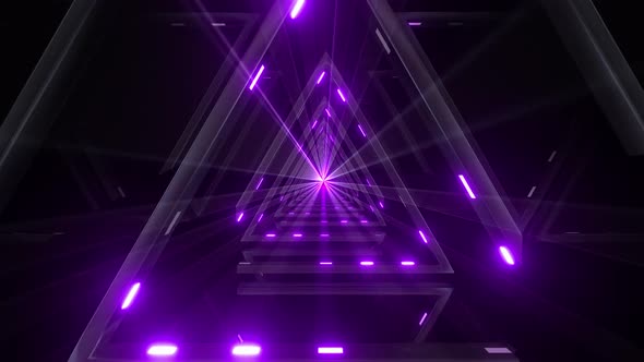 4k Pink Triangle Flashing Light Tunnel