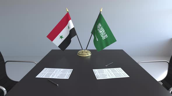 Flags Syria Saudi Arabia Table