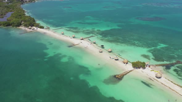 Carribean Landscape on Isla Grande Rosario Archipelago Colombia South America Aerial View