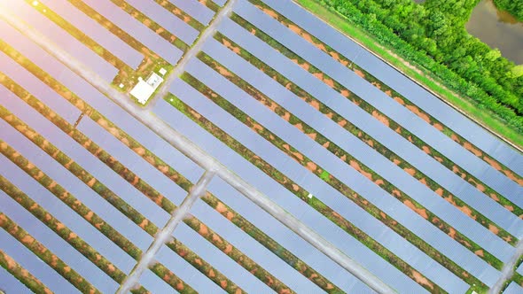 Aerial shot of Solar Power Station. drone footage. 4k