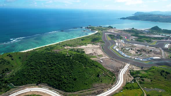 Aerial view of full track view of the mandalika circuit