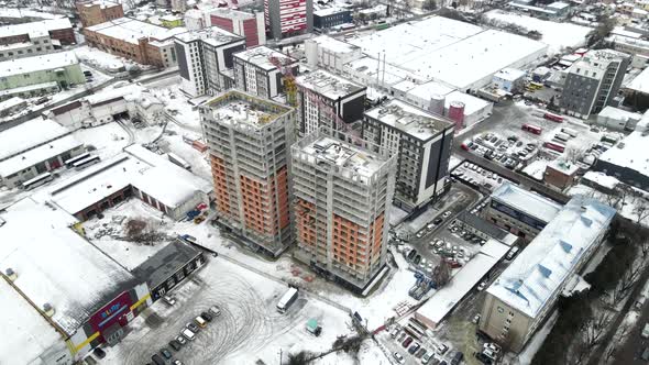 Apartment Building Construction Site Aerial View
