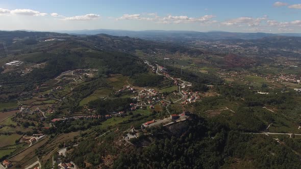 Flying Over Portuguese City. Povoa de Lanhoso